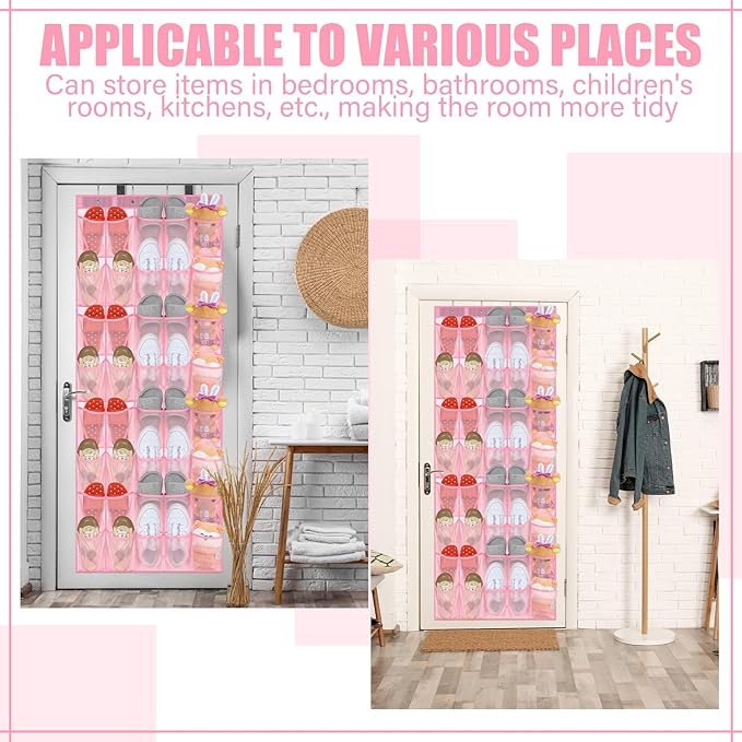Windyun 40 Over the Door Shoe Organizer Pink Large Mesh Pocket Hanging Shoe Rack for Closet Nonslip Behind Door Storage Holder Back to School Organizer for Dorm Room College Classroom Storage Women-NeatNest