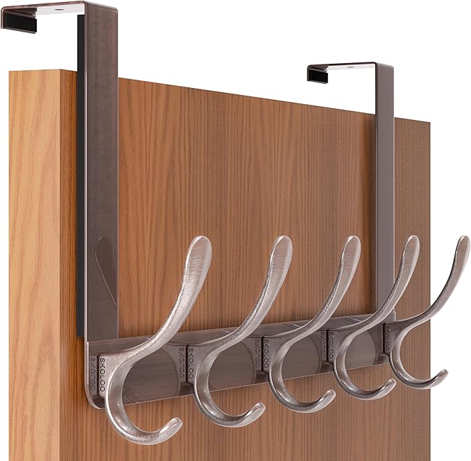 SKOLOO Over The Door Hook, Door Hanger Hooks for Hanging Clothes, Towels, Coats, Hats, Over The Door Towel Hook, Retro Red, Assembly Required