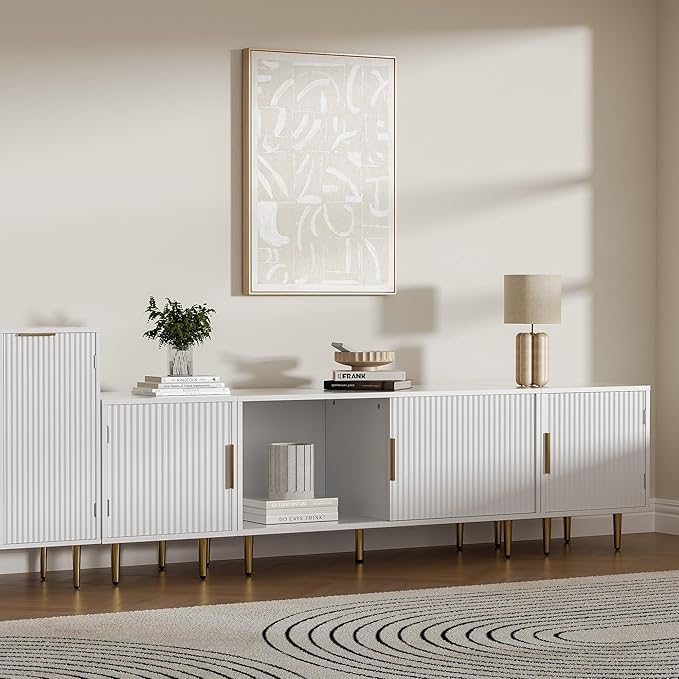 71" TV Stand for 50/60/70/80 inch TV, Modern TV Stand for 75+ inch TV, Entertainment Center for Up to 80" TV, TV Media Stand with Storage Cabinet for Living Room, Bedroom, White-NeatNest