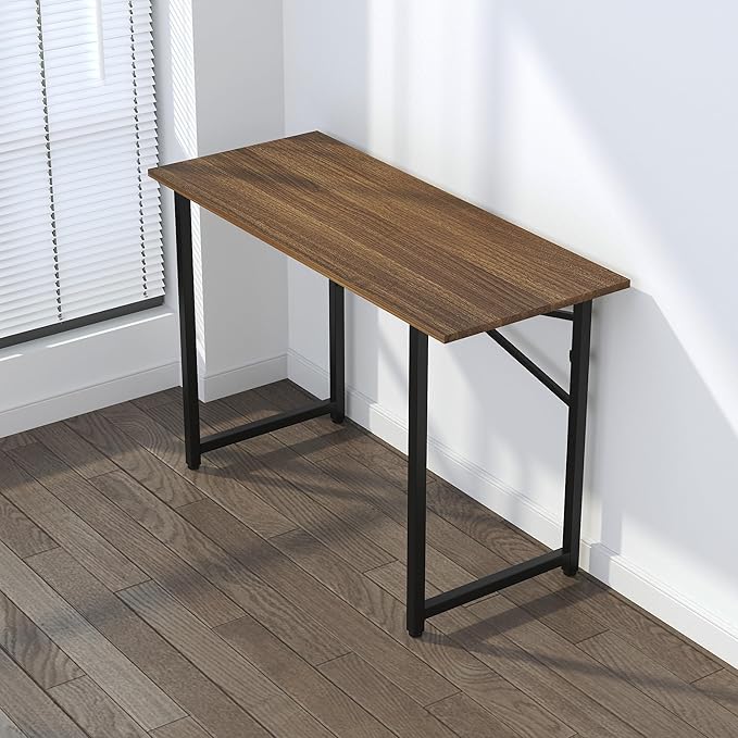 Folding Computer Desk 47 inch Writing Gaming Computer Camping Table, No Assembly Required Home Office Desk, Espresso-NeatNest