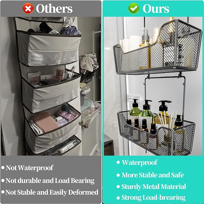 HapiRm Over The Door Organizer - Hanging Door Organizer with 4 Metal Large Capacity Baskets and Adjustable Coat Hook for Bathroom Bedroom Kitchen Pantry Closet Cabinet-NeatNest