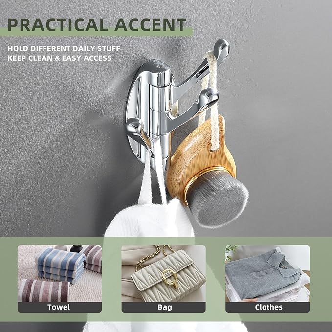 Angle Simple Bathroom Towel Hook Swivel, Metal Hand Towel Hook for Wall, Foldable Robe Coat Hanger, Chrome