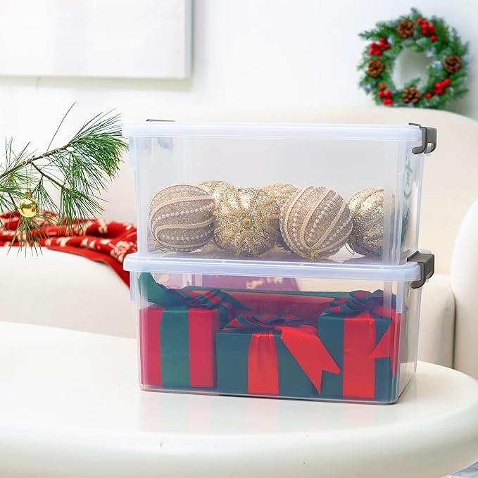 Citylife 17 QT Plastic Storage Bins with Latching Lids Stackable Storage Containers for Organizing Large Clear Storage Box for Garage, Closet, Kitchen, 4 Packs-NeatNest