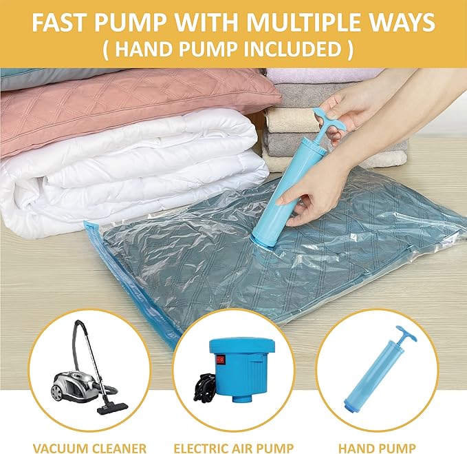 10 Medium Vaccum Storage Bags, Space Saver Vacuum Storage Bags Medium, Space Bags, Vacuum Seal Bags for Clothes with Travel Hand Pump-NeatNest