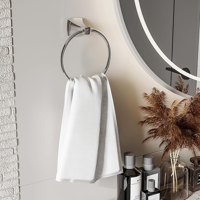 Hand Towel Holder for Bathroom Kitchen Polished Chrome Towel Ring Towel Hanger Stainless Steel and Zinc Alloy Wall Mount