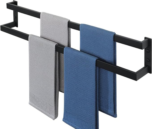 Alise Double Towel Bar 32", SUS304 Stainless Steel Towel Racks for Bathroom Wall Mounted, Space Saving Bathroom Towel Holder, Long Towel Hanger, Matte Black