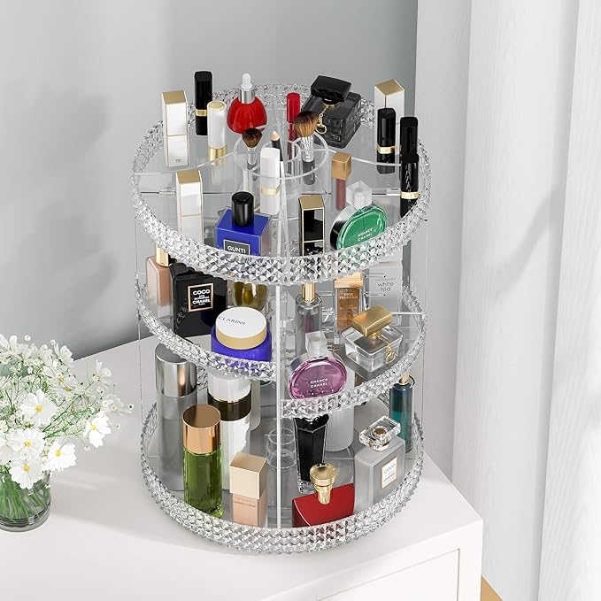 360 Degree Rotating Makeup Organizer, Extra Large Capacity Perfume Organizer, Removable DIY 7 Layers Make up Organizer for vanity, Cosmetic Display Case Organizador De Maquillaje (Clear)-NeatNest