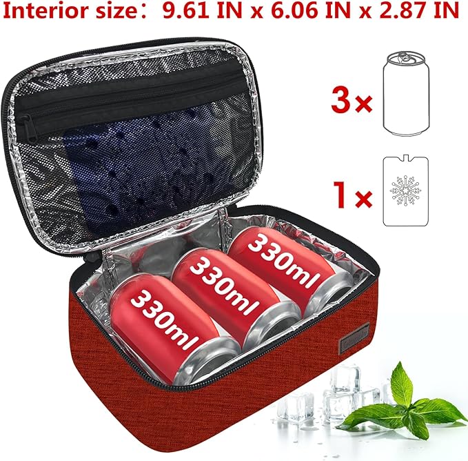 Gloppie Small Lunch Bag Insulated Lunch Box for Women Girls Kids Mini Lunchbox Adult Portable Cooler Bags Reusable Snack Bag Thermal Lunch Boxes, Wine Red-NeatNest