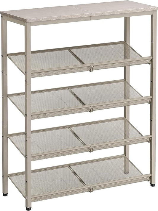 VASAGLE Shoe Rack for Entryway, 5-Tier Shoe Rack Organizer with Storage Shelves and Spacious Top, Freestanding, Adjustable, Industrial, Cappuccino Beige and Oatmeal Beige ULBS038L01-NeatNest