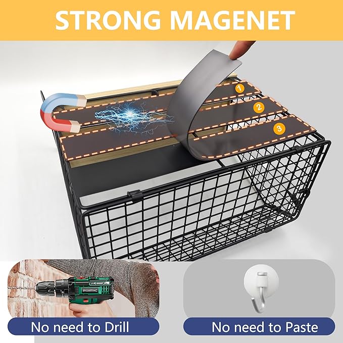 Magnetic Shelf for Fridge, Onion and Potato Storage Spice,Fruit and Vegetable Storage and Organizer, Refrigerator organizers Wire Basket for Pantry