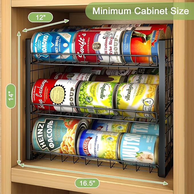 JKsmart 3-Tier Stackable Can Rack Organizer for Pantry, Adjustable Can Storage Holder for Various Ounces of Canned food Soda Drinks, Can Dispenser for Kitchen Cupboard Cabinet, 2 Pack-NeatNest