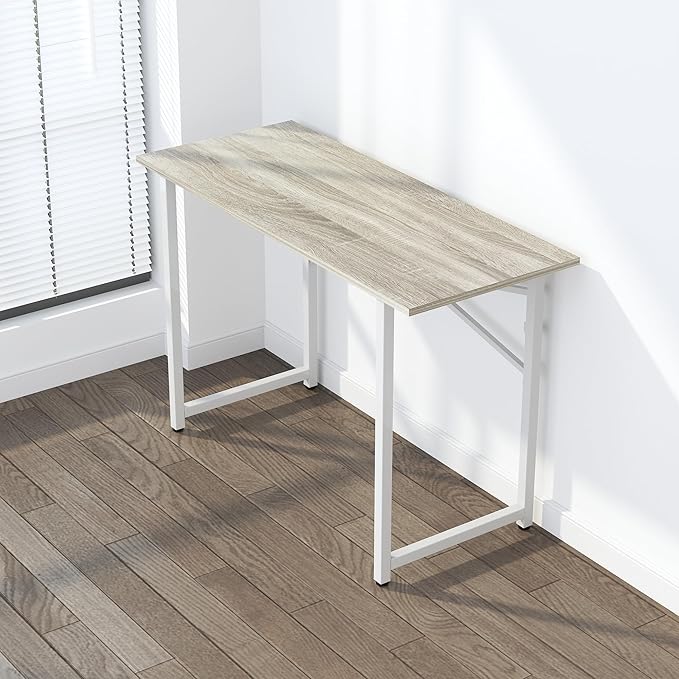 Folding Desk 47 inch No Assembly Required Home Office Table, Writing Gaming Computer Camping Desk, Beige-NeatNest