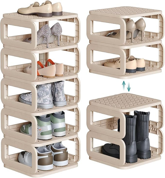 SONGMICS Shoe Rack, Shoe Organizer, 6 Shelves, Shoe Storage, Narrow Shoe Shelf, Open Shelf for Entryway, Living Room, Bathroom, Space-Saving, Cappuccino Beige ULPC037K01-NeatNest