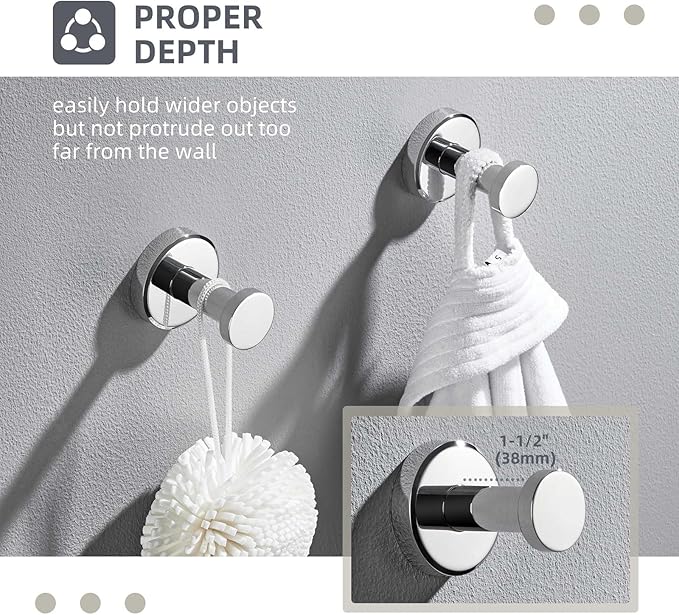 Angle Simple Bathroom Towel Hooks, SUS 304 Stainless Steel Coat Wall Hooks, Polished Chrome, 2 Pack