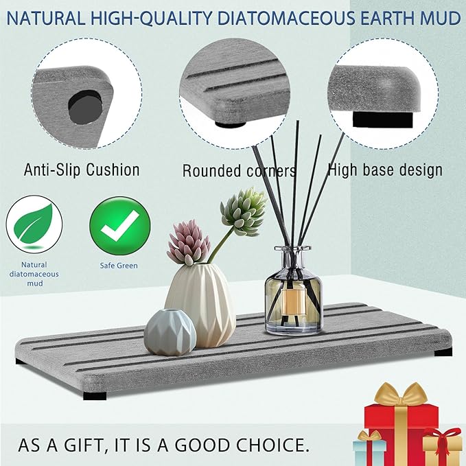 3PCS Water Absorbing Stone Tray, DryingNeat Diatomite Stone Sink Tray, Instant Dry Sink Coasters, Kitchen Sponge Hand Soap Holder, Countertop Fast Drying Counter Trays,8 * 4inch and 4 * 4inch-NeatNest