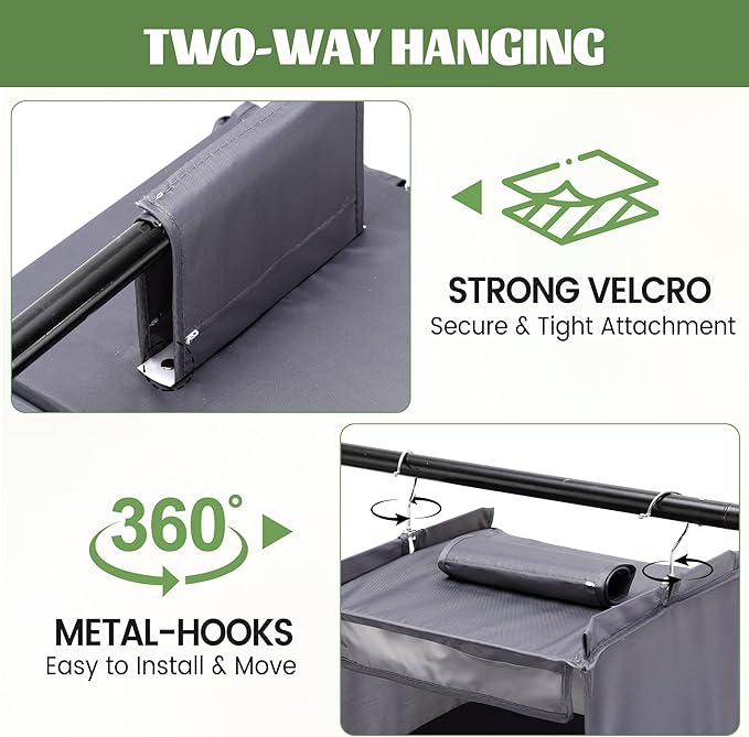 2 Pack 6-Shelf Weekly Clothes Organizer for Kids, Hanging Daily Closet Organization with 6 Side Pockets, Days of The Week Clothing Divider Storage for Boys and Girls (Grey)-NeatNest
