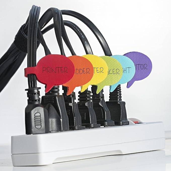 Wrap-It Multi-Color (36-Pack) Storage Cable Labels - Speech Bubbles, Wire Tags for Cable Management and Organizer-NeatNest