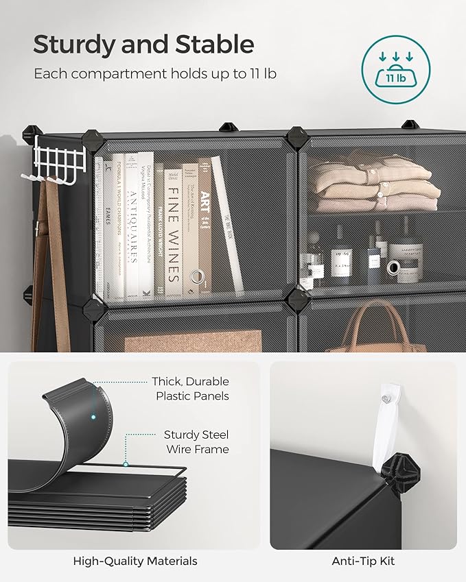 SONGMICS Shoe Rack Organizer, 8-Tier Shoe Storage Cabinet for Closet and Entryway, Holds 32 Pairs of Shoes, Adjustable, Black ULPC034B01-NeatNest