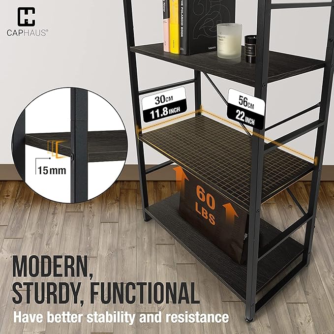 CAPHAUS 3 Tier Small Bookshelf, 24 Inch Width Free Standing Shelf, Bookcase Shelf Storage Organizer, Industrial Book Shelves for Home Office, Living Room, Black Shelves & Metal Frame-NeatNest
