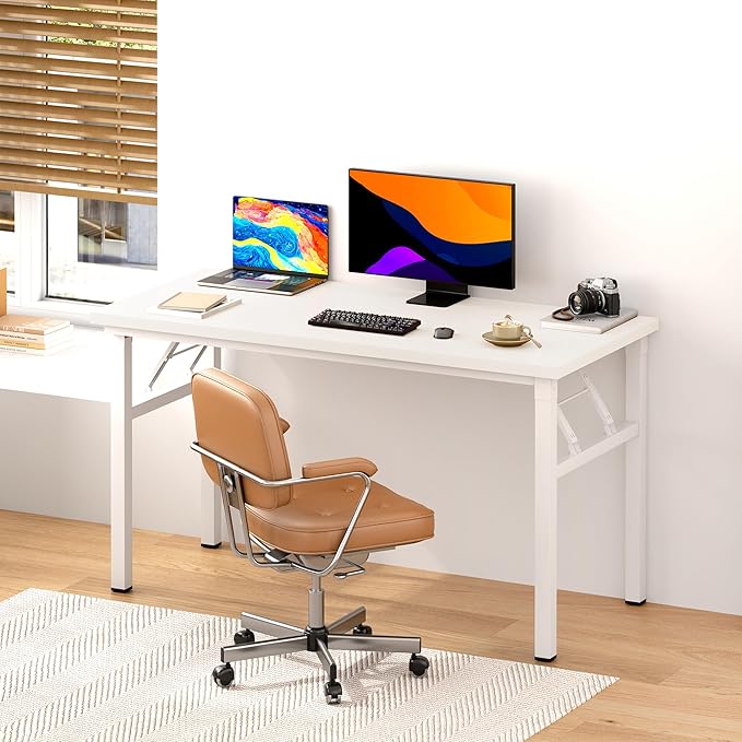 DlandHome 47 inches Folding Table Computer Desk Portable Table Activity Table Conference Table Home Office Desk, Fully Assembled White DND-ND5-120WW-NeatNest