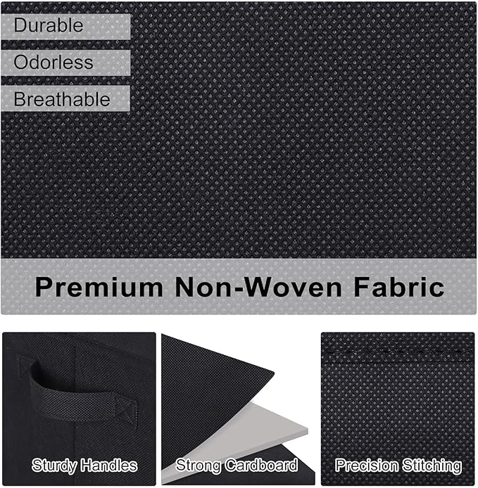 WUIKE Closet Storage Bins with Lids, Foldable Fabric Clothes Storage Bins for Organizing, Closet Organizer Boxes for Shelves, Black, Extra Large, 3-Pack-NeatNest