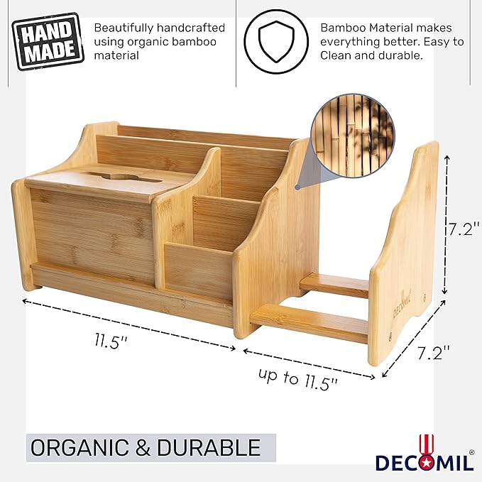 DECOMIL Bamboo Desk Organizer, Wood Desktop Shelf, Perfect Office Decor for Office Supplies Storage, Multifunction Desktop Organizer Shelf-NeatNest