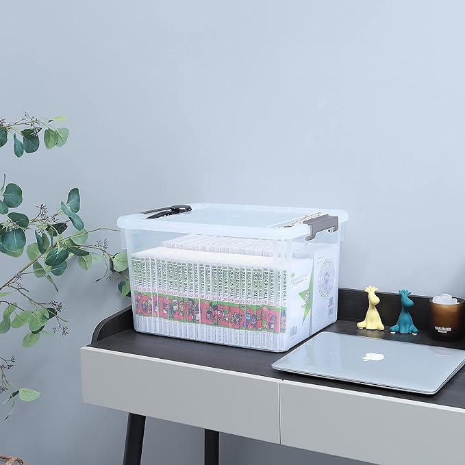 Citylife 32 QT Plastic Storage Bins with Latching Lids Stackable Storage Containers for Organizing Large Clear Storage Box for Garage, Closet, Kitchen, 8 Packs-NeatNest