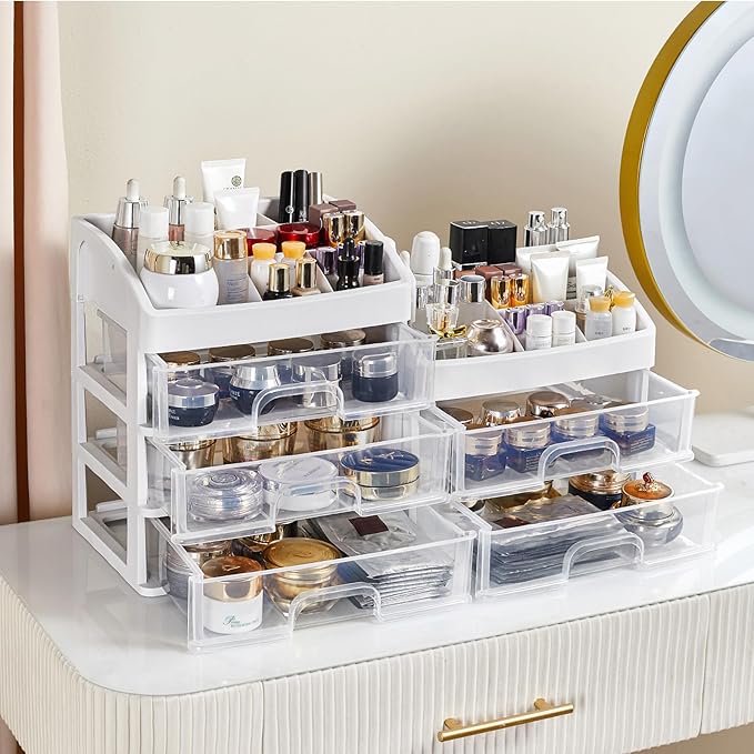 Desk Organizer with Drawers, 5 Drawers Storage Organizer, Desktop Storage Drawers for Office Supplies, Plastic Stationary Organizer, Makeup Organizer, Desk Storage Box for Office, School, Home-NeatNest