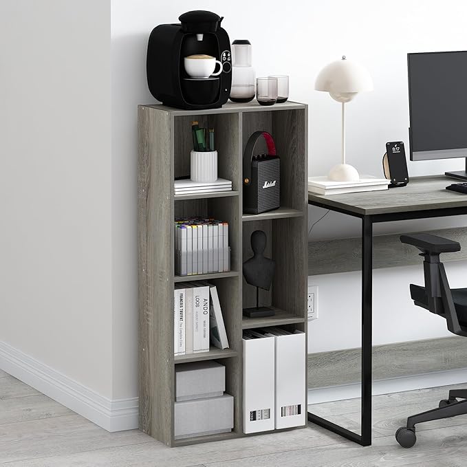 Furinno Luder 7-Cube Reversible Open Shelf, French Oak-NeatNest