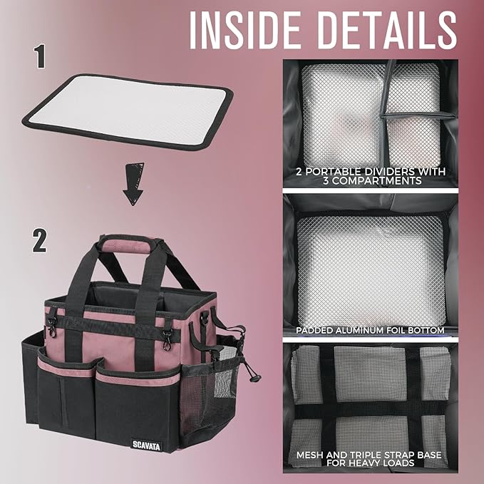 Compact Wearable Cleaning Caddy, Small Cleaning Caddy Supplies Organizer with Handle & Shoulder Straps for Housekeepers, Under Sink & Car Cleaning Tool Organizers Bag (LotusPink)-NeatNest