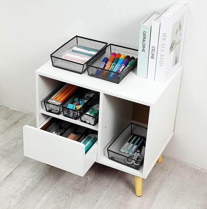 BYCY Silverware Drawer Organizer, Mesh Utensil Organizer for Kitchen Storage, Black Steel Metal Mesh Tray for Flatware Fork Spoon Knife… (9 * 3-5P-Black)-NeatNest