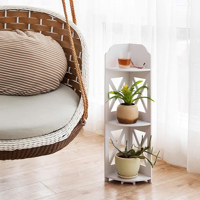 Corner Shelf Stand, Storage Organizer Great for Bathroom, Corner Shelf Perfect for Small Space,Waterproof Stand Also Use for Toilet Paper Stand,White-NeatNest