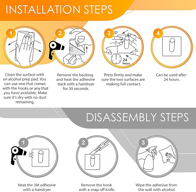 Brushed Nickel Self Adhesive Towel Hooks for Bathroom Wall Door Mounted - SUS304 Stainless Steel Strong Strips Stick on 3M Wall Hooks for Hanging Coat, Hat, Bag, Key, Jacket – 4 Pack-NeatNest