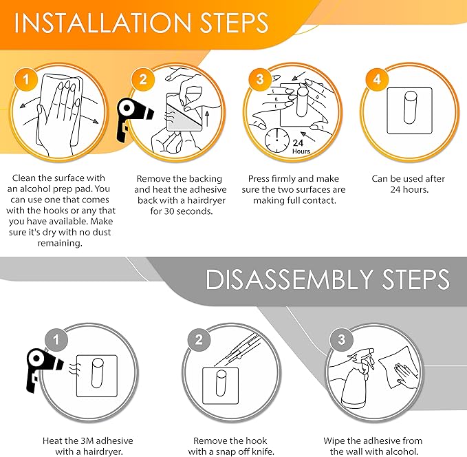 Brushed Nickel Self Adhesive Towel Hooks for Bathroom Wall Door Mounted - SUS304 Stainless Steel Strong Strips Stick on 3M Wall Hooks for Hanging Coat, Hat, Bag, Key, Jacket – 8 Pack-NeatNest