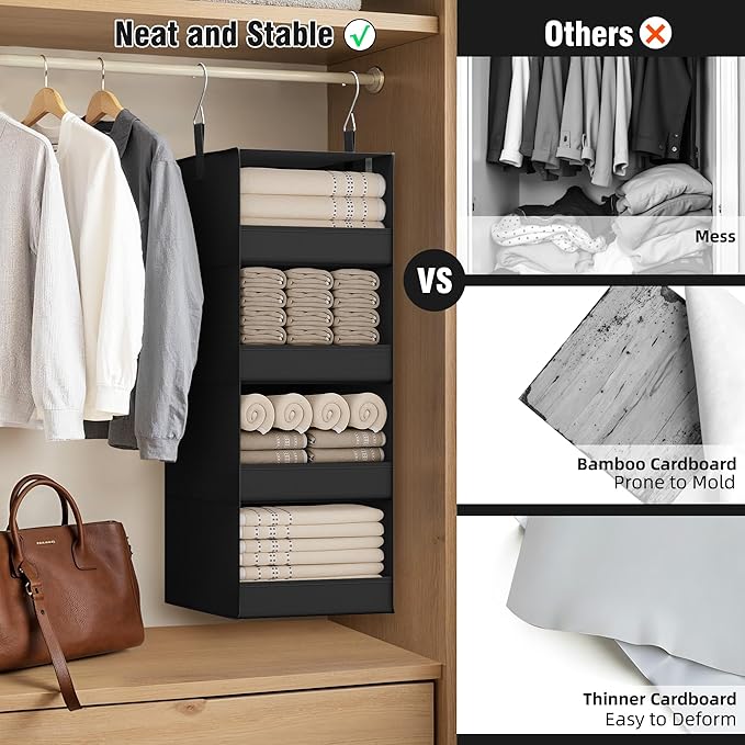 GRANNY SAYS 4-Shelf Hanging Organizer, Wall Mount, Fabric, 1-Pack-NeatNest