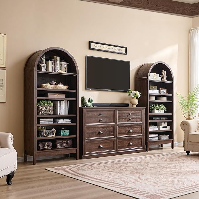 71" Tall Arched Shoe Storage Cabinet, 7 Tiers 28 Pairs Wooden Shoe Rack with 3 Adjustable Shelves, Freestanding Shoe Closet Shelf Organizer for Entryway, Hallway, Living Room-Brown-NeatNest