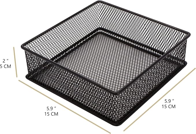 Annova Mesh Stackable Drawer Cabinet and Shelf Organizer Bins Storage Basket School Office Supply Holder Tray- Set of 2 (Black, 6x6x2 Inch)-NeatNest