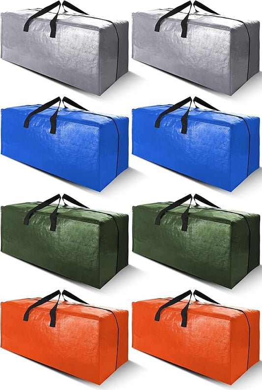 Cosy Family 8 Pack Heavy Duty Extra Large Moving Bags with Backpack Straps - Strong Handles & Zippers, Storage Totes For Space Saving, Fold Flat, Alternative to Moving Box (Set of 8, Multicolored)-NeatNest