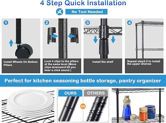 3 Tier Shelf Organizer Kitchen Shelving Bathroom Organizer Metal Wire Shelving Unit Height Adjustable, Bathroom Storage Shelves Laundry Room Storage Shelves, 23x13x32 in, 450 Lbs Capacity