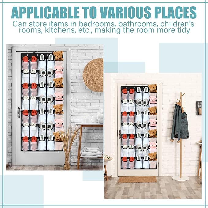 Windyun 2 Pcs 70 Large over The Door Shoe Organizer Hanging Shoe Rack for Closet Holder Black Mesh Pockets Back to School Behind Door Hanger Storage Nonslip for Home Room School Dorm, Each 35 Pockets-NeatNest
