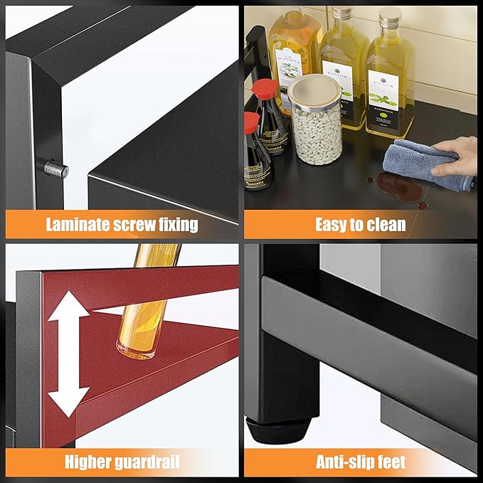 Caliee Microwave Stand, Kitchen Countertop Organizer, Adjustable Shelves for Cabinets Applicable to Kitchen, Pantry, Stackable Metal Expandable Countertop Shelf-NeatNest