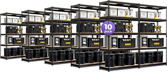 HOMEDANT 5-Tier Laminated Boltless Heavy Duty Metal Shelving Unit Adjustable Garage Storage Utility Rack Shelves Organization Shelf Warehouse Industrial 39.8" W x 18.2" D x 71.3" H 10Pack-NeatNest