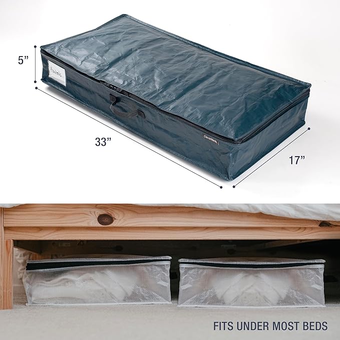 CleverMade Under Bed Storage Bag - Collapsible Storage for Shoes and Clothes Easy Use - Heavy Duty Utility Bag Home-NeatNest