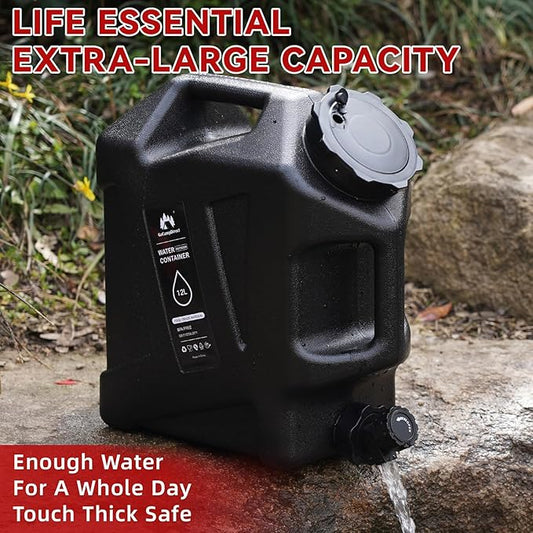 Camping Water Jug - 3.2 Gallan Water Container with Spigot | Portable Water Tank for Outdoor Hiking Picnic Supplies - Black-NeatNest