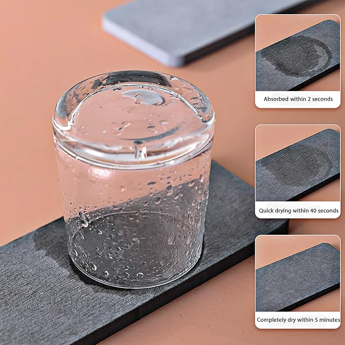 2 Pcs Water Absorbing Stone Trays, Kitchen/Bathroom Sink Soap Dish, Diatomite Tray Used for Hand Soap & Cosmetic Bottles in The Modern Home, 3.15" W x 11.8" L, Dark Gray-NeatNest