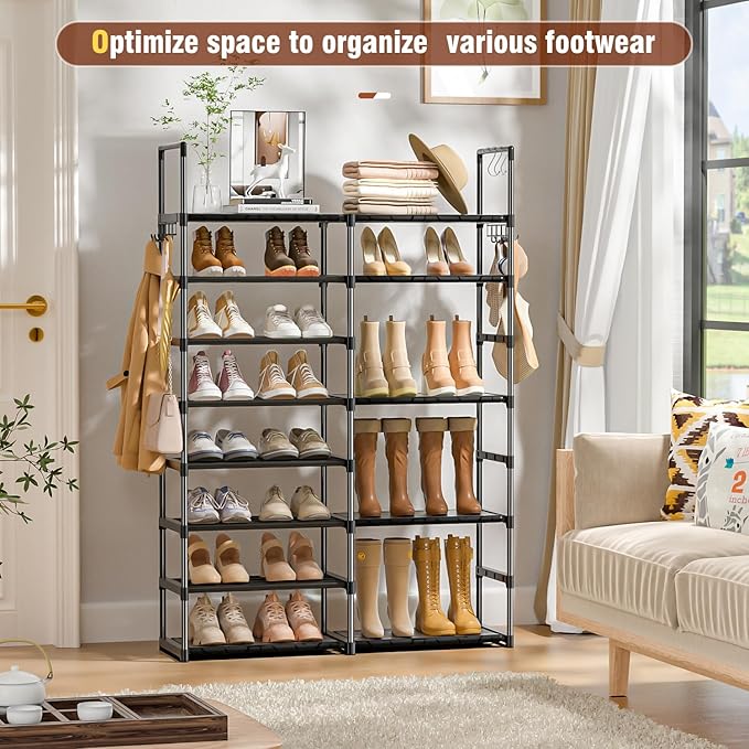 Shoe Rack Organizer 8 Tiers, Tall Shoe Racks Shelf Storage, 26-32 Pairs Vertical Large Rack,Stackable Shoes Racks for Entryway, Closet, Garage-NeatNest