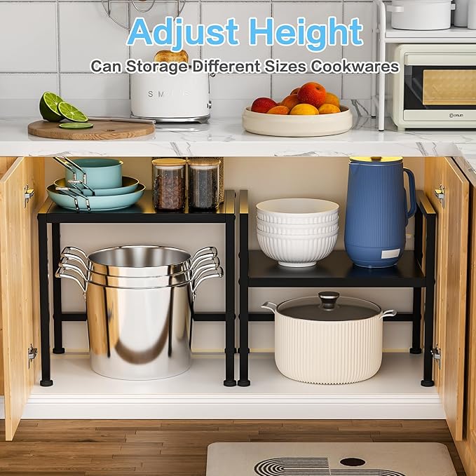 17.3 Inches Metal Storage Shelves,150LBS Heavy Duty Shelving Units and Storage For Small Appliance,Adjustable Utility Storage and Organization Shelf Rack For Kitchen Cabinet Closet Under Sink Pantry-NeatNest
