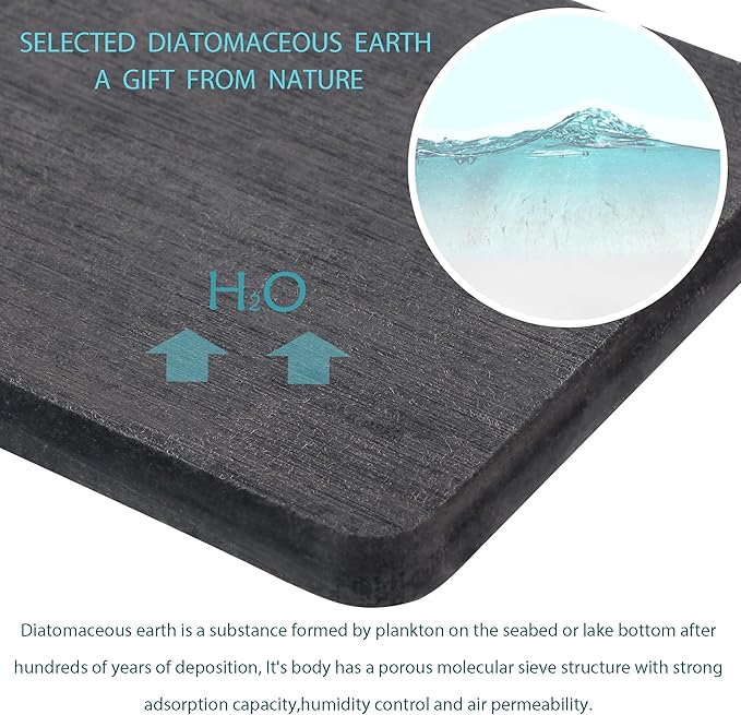 2 Pcs Water Absorbing Stone Trays, Kitchen/Bathroom Sink Soap Dish, Diatomite Tray Used for Hand Soap & Cosmetic Bottles in The Modern Home, 4" W x 8.3" L, Dark Gray-NeatNest