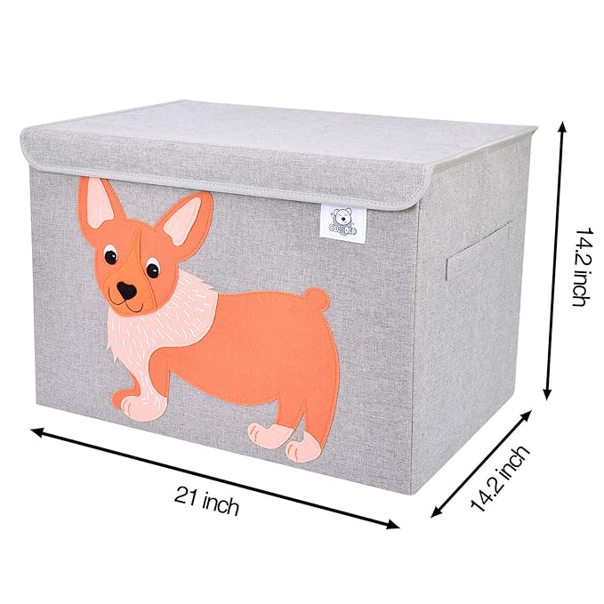 CLCROBD Foldable Large Kids Toy Chest with Flip-Top Lid, Collapsible Fabric Animal Toy Storage Organizer/Bin/Box/Basket/Trunk for Toddler, Children and Baby Nursery (Dog)-NeatNest