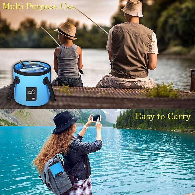 Esthesia Collapsible Bucket, 5 Gallon Portable Folding Water Container for Travelling, Camping, Hiking, Fishing, Gardening-NeatNest